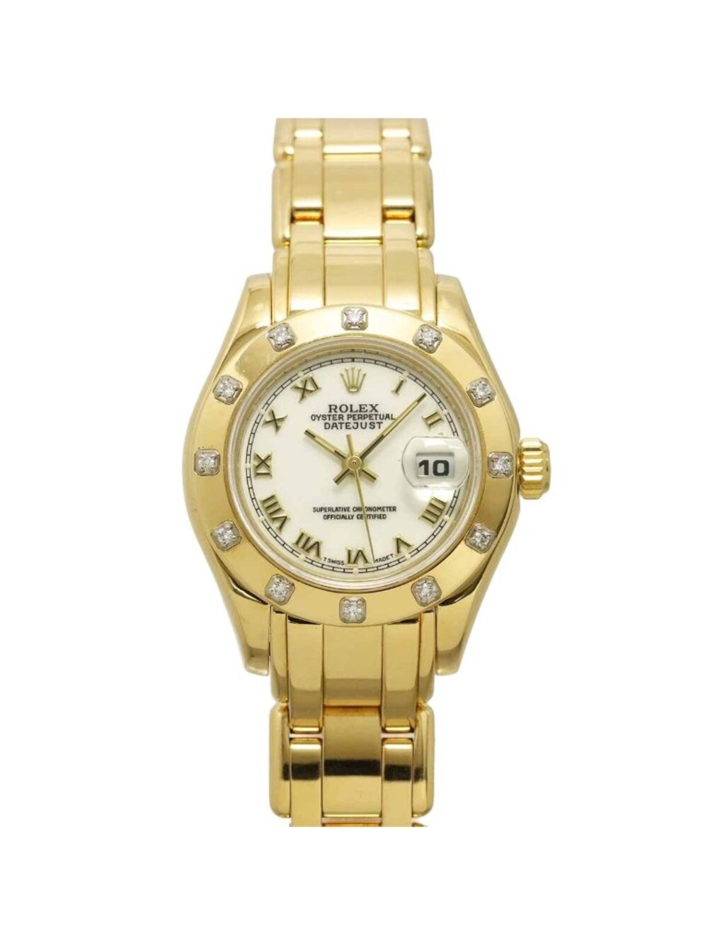 Rolex Datejust Pearl Master Diamond Bezel 18k Yellow Gold Automatic